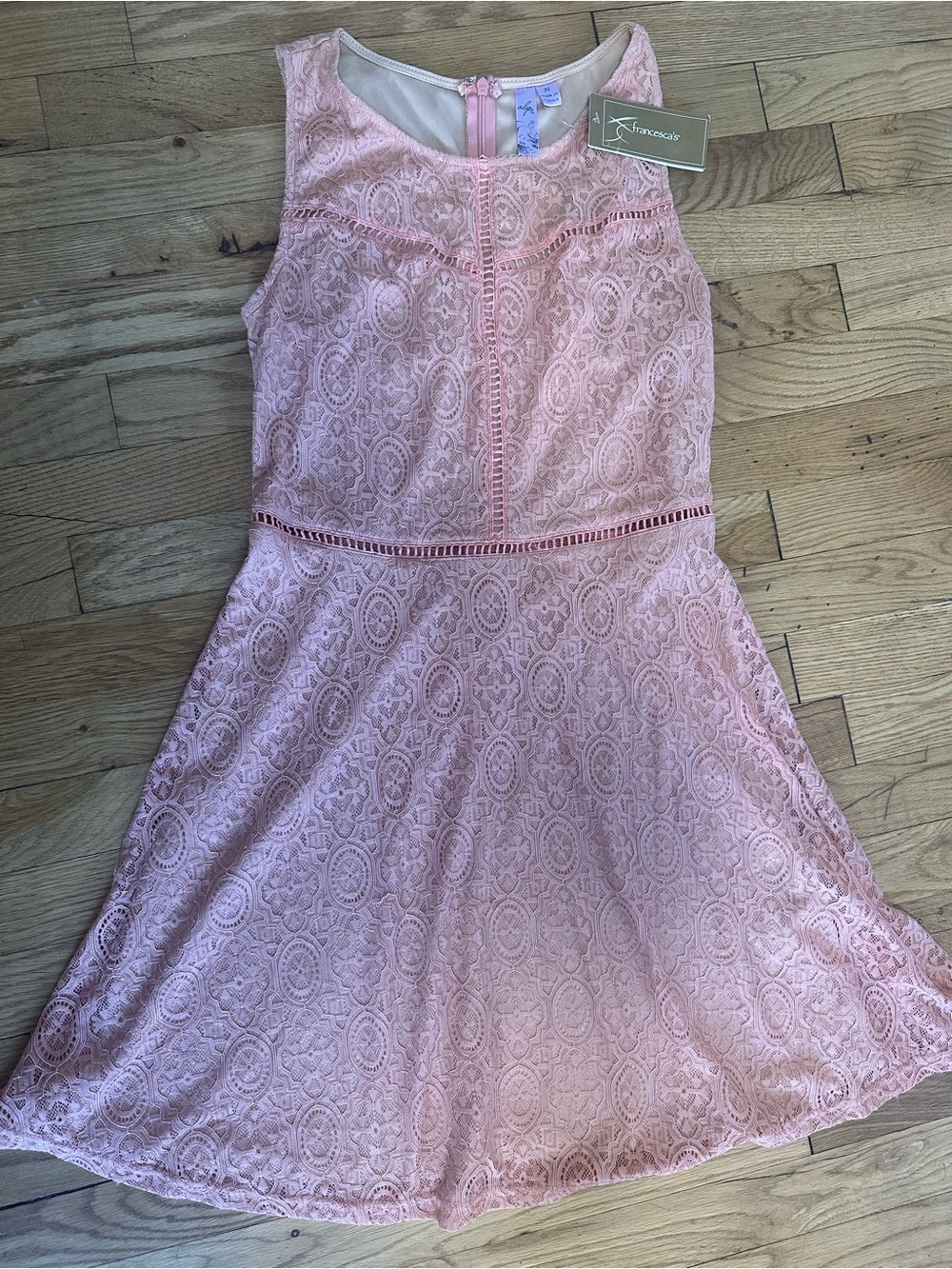 Alya Blush Pink Lace Fit-and-Flare Mini Dress